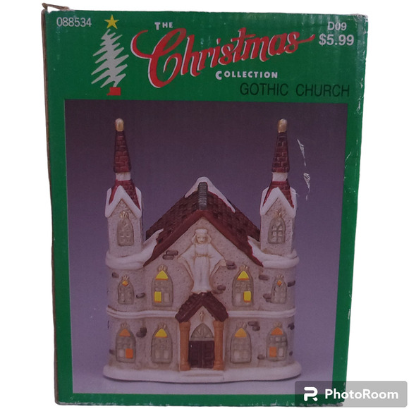Vintage Christmas Collection Illuminated Porcelain Gothic Church 088534 Holiday - Picture 8 of 10
